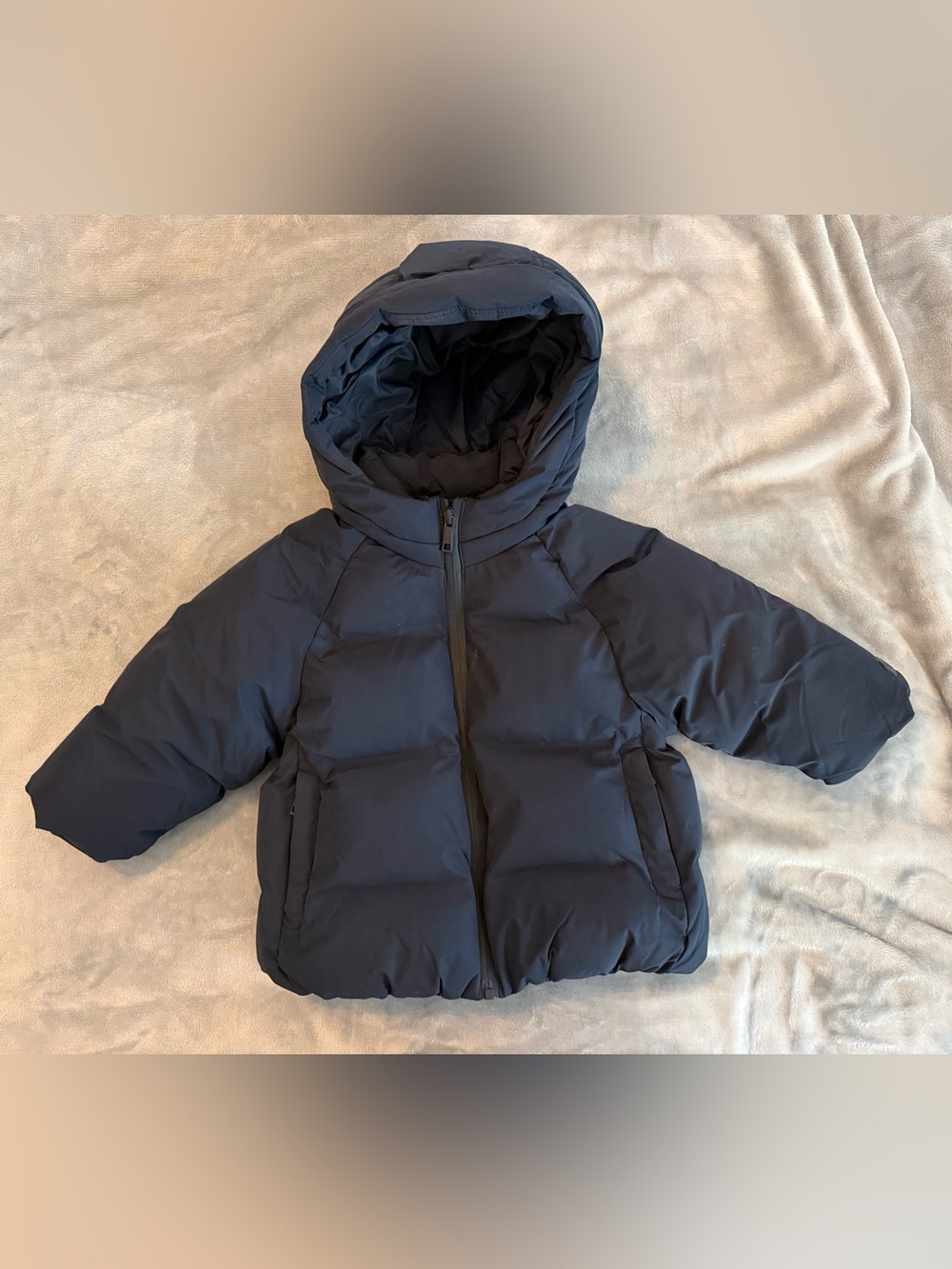 Zara Kids Hooded Puffer Jacket in Navy